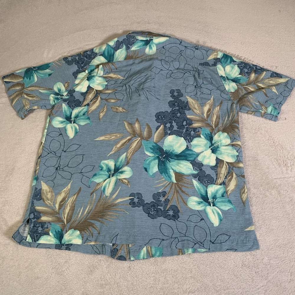 Men's Teal Floral Short-Sleeve Button-Down Shirt - Picture 9 of 9